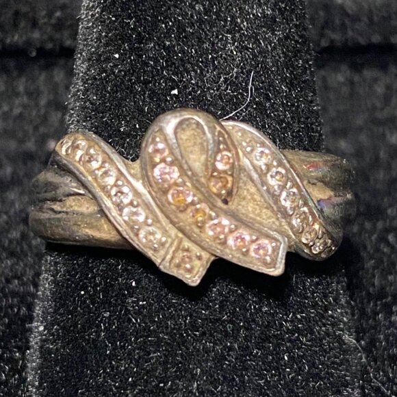 Ring CZ Cubic Zirconia Size 8 Hope Faceted Vintage Jewelry Sterling Silver Stamp - Picture 3 of 11